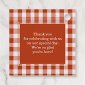 オレンジレッドジンガムモノグラムクレストカスタム フェイバータグ (裏面)