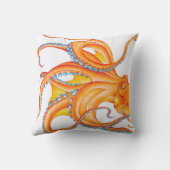 オレンジレッドタコ水墨画ダンス クッション (裏面)
