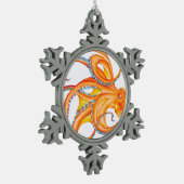 オレンジレッドタコ水墨画ダンス スノーフレークピューターオーナメント (左)