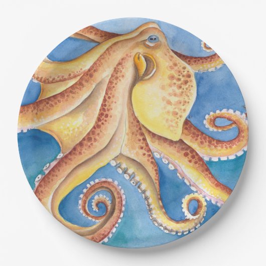 オレンジレッドタコ水彩インキ ペーパープレート (正面)