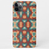 オレンジレッドターコイズエスニックモザイクアートパターン iPhoneケース (裏面)