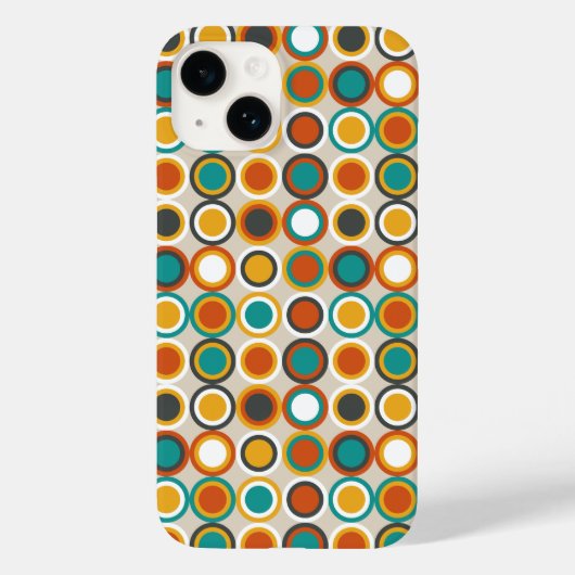 オレンジレッドターコイズファンキーサークルミッドセンチュリー Case-Mate iPhoneケース (裏面)