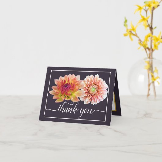 オレンジレッドダリアかわいらしスフローラブーケありがとう カード (黄色い花)