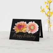 オレンジレッドダリアかわいらしスフローラブーケ誕生日 カード (黄色い花)