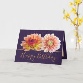 オレンジレッドダリアかわいらしスフローラブーケ誕生日 カード (黄色い花)