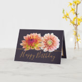 オレンジレッドダリアかわいらしスフローラブーケ誕生日 カード (黄色い花)