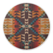 オレンジレッドダークブラウンティール(緑がかった色)ブルーエスニック セラミックノブ (正面)