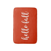 オレンジレッドハロー秋ホワイトモダンタイポグラフィ バスマット (正面縦)