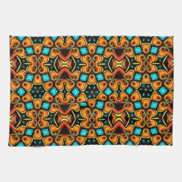 オレンジレッドパターン(の模様が)あるキッチンタオル キッチンタオル