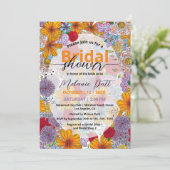 オレンジレッドパープルガーデンフラワーズブライダルシャワー 招待状 (スタンド正面)