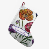 オレンジレッドパープルポピーフローラ花 ラージクリスマスストッキング (正面 (吊り時))