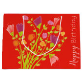 オレンジレッドフローズハッピーバースデー抱き枕 ラージペーパーバッグ (正面)