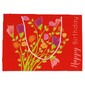 オレンジレッドフローズハッピーバースデー抱き枕 ラージペーパーバッグ (裏面)