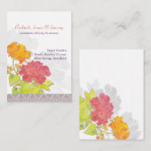 オレンジレッドフローラウェディングレセプション エンクロージャーカード (正面/裏面)