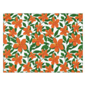 オレンジレッドフローラグリーンボタニカルパターン テーブルクロス (正面(横))