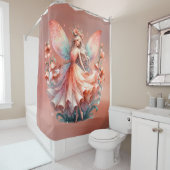 オレンジレッドフローラフェアリープリンセスガールズ シャワーカーテン (インサイチュ)