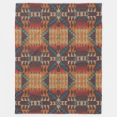 オレンジレッドブラウンティール(緑がかった色)ブルートライバルモザイクアート フリースブランケット (正面)