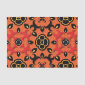 オレンジレッドブラックエスニックアラベスクボホモザイク 薄葉紙 (正面)