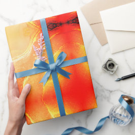 オレンジレッドベージュイエローイエロー抽象芸術 ラッピングペーパー