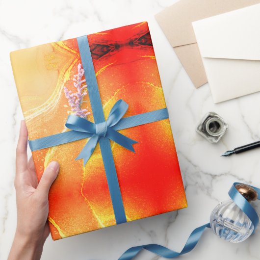 オレンジレッドベージュイエローイエロー抽象芸術 ラッピングペーパー (ギフト)