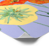 オレンジレッドポピーパープルハッピーバースデーレディース ポスター (角)