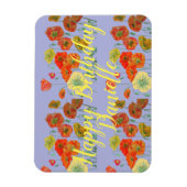 オレンジレッドポピーパープルハッピーバースデーレディース マグネット (縦)