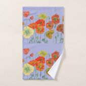 オレンジレッドポピーポピーズラベンダーフローラフラワーズ バスタオルセット (ハンドタオル)