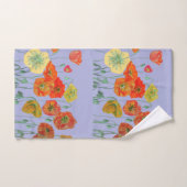 オレンジレッドポピーポピーズラベンダーフローラフラワーズ バスタオルセット (ハンドタオル)