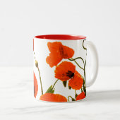オレンジレッドポピー花水彩フローラギフト ツートーンマグカップ (正面右)