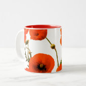 オレンジレッドポピー花水彩フローラギフト ツートーンマグカップ (正面左)