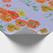 オレンジレッドポピーMauveパープルウォーター色 ラッピングペーパー (角)