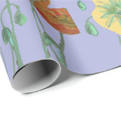 オレンジレッドポピーMauveパープルウォーター色 ラッピングペーパー (ロールコーナー)