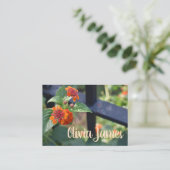 オレンジレッドランタナガーデンフラワー自然写真 名刺 (スタンド正面)