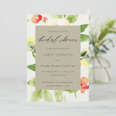 オレンジレッドローズウォーター色フローラブライダルシャワー 招待状 (スタンド正面)