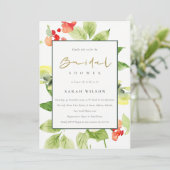 オレンジレッドローズウォーター色フローラブライダルシャワー 招待状 (スタンド正面)