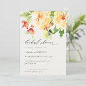 オレンジレッドローズウォーター色フローラブライダルシャワー 招待状 (スタンド正面)