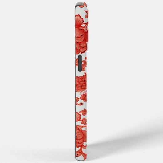 オレンジレッドヴィンテージ中国のフローラルパターンモノグラム Case-Mate iPhoneケース (裏面 / 右)