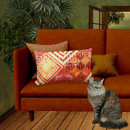 オレンジレッド抽象芸術幾何学模様ピロー ランバークッション