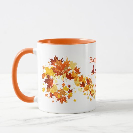 オレンジレッド紅葉コーヒーマグ マグカップ (左)