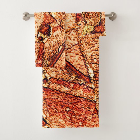 オレンジレッド絵を描火山岩スケッチ バスタオルセット (インサイチュ)