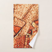 オレンジレッド絵を描火山岩スケッチ バスタオルセット (ハンドタオル)