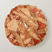 オレンジレッド絵を描火山岩スケッチ ラウンドクッション (正面)