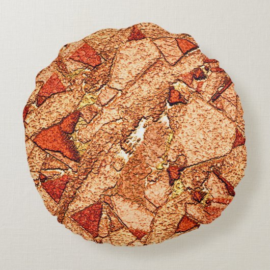 オレンジレッド絵を描火山岩スケッチ ラウンドクッション (裏面)