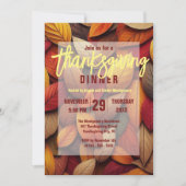 オレンジレッド鮮やかイエロー紅葉感謝祭 招待状 (正面)