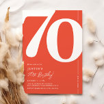 オレンジレッド70th誕生日パーティーへの招待 招待状<br><div class="desc">セリフの赤と白フォント番号'70'の古い世界の魅力とユーザーがパーソナライズ可能なテンプレートをシームレスに融合するおもしろいオレンジの70歳のバースデーパーティーの招待を紹介すモダンるフレンドリー。この招待は単なるカードではなく、70歳になる節目を大切にするのは有意義な記念の品だ。</div>