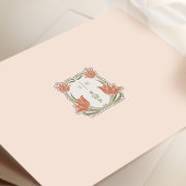 オレンジレッドRSVPカードヴィンテージアールヌーボー 招待状