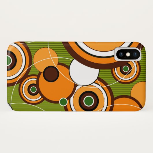 オレンジレトロのモダンでファンキーな抽象芸術の円の電話箱 Case-Mate iPhoneケース (裏面(横))