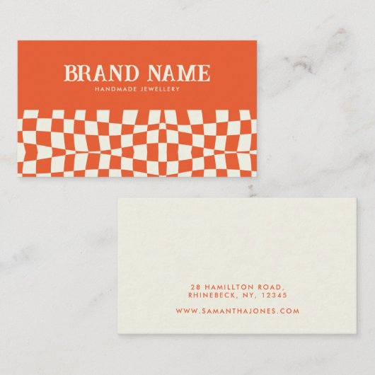 オレンジレトロはっきりしたおもしろい 名刺 (正面/裏面)