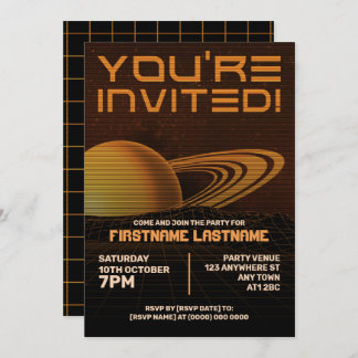 オレンジレトロウェーブパーティの招待状 招待状