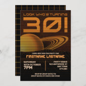 オレンジレトロウェーブ30th誕生日パーティの招待状 招待状 (正面/裏面)